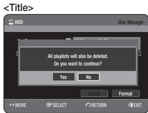 SAMSUNG DVD-HR775A - Delete All Title Lists/DivX Lists /Music Lists/Photo Lists - 4