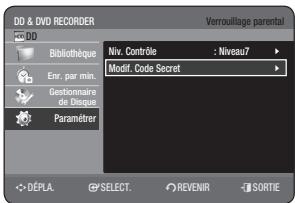 SAMSUNG DVD-HR775A - A propos du changement du code secret - 1