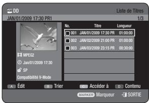 SAMSUNG DVD-HR775A - Utilisation du bouton TITLE LIST - 1