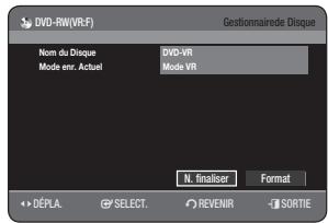 SAMSUNG DVD-HR775A - Arrêt finalisation d'un disque (mode V/VR) - 2