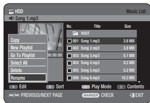 SAMSUNG DVD-HR775A - CHANGING THE NAME OF MUSIC/PHOTO/DIVX FILE - 2