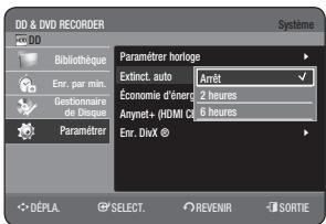 SAMSUNG DVD-HR775A - Réglage de la mise hors tension automatique - 1
