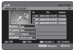 SAMSUNG DVD-HR775A - UTILISATION DE LA FONCTION TRIER (LISTE DE TITRES) - 7