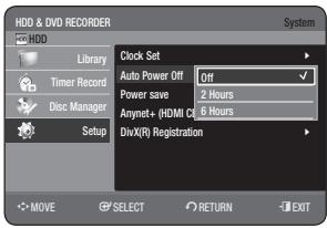 SAMSUNG DVD-HR775A - Auto Power Off Setting - 1