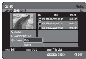 SAMSUNG DVD-HR775A - Using the Sort ( Playlist) - 2