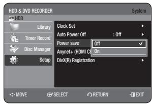 SAMSUNG DVD-HR775A - Power Save Setting - 2