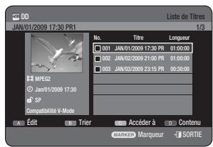 SAMSUNG DVD-HR775A - Utilisation du bouton TITLE LIST - 1