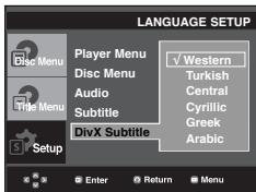SAMSUNG DVD-P191 - Using the DivX Subtitle Language - 1