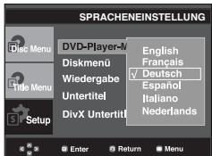 SAMSUNG DVD-P191 - Sprache für das Player-Menu wahlen - 1