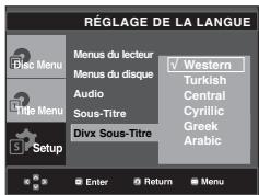 SAMSUNG DVD-P191 - Utilisation de la langue des sous-titres de fichiers DivX - 1