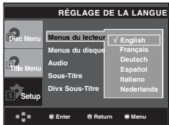 SAMSUNG DVD-P191 - Utilisation de la langue du menu lecteur - 1