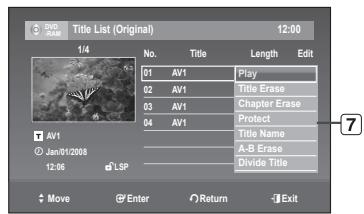 SAMSUNG DVD-R170 - Title List Screen Elements - 2