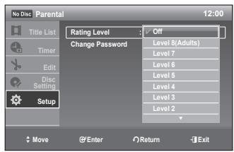 SAMSUNG DVD-R170 - Setting the Rating Level - 1