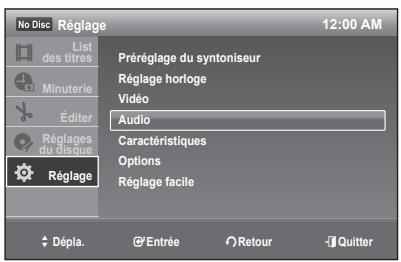 SAMSUNG DVD-R170 - CONFIGURATION DES OPTIONS AUDIO - 1