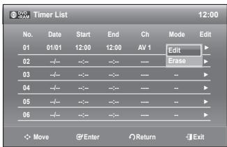 SAMSUNG DVD-R170 - EDITING THE TIMER LIST - 5