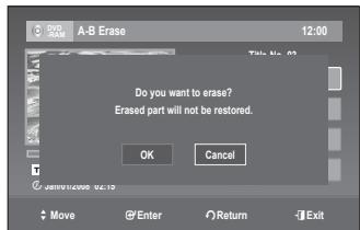 SAMSUNG DVD-R170 - Erasing a section of a Title (A-B Erase) - 6