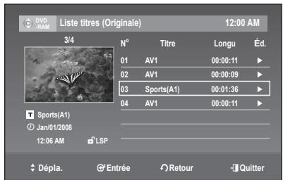 SAMSUNG DVD-R170 - Pour modifier le nom d'un titre (Nom de titre) - 5