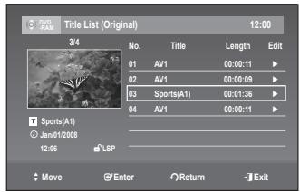 SAMSUNG DVD-R170 - Changing the Name of a Title (Title Name) - 5