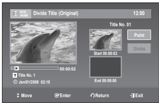 SAMSUNG DVD-R170 - Dividing a title into two (Divide Title) - 4