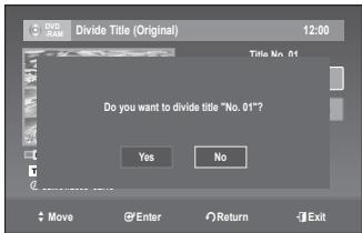 SAMSUNG DVD-R170 - Dividing a title into two (Divide Title) - 5