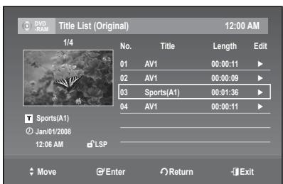 SAMSUNG DVD-R174 - Changing the Name of a Title (Title Name) - 7