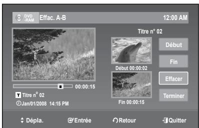 SAMSUNG DVD-R174 - Pour effacer une partie d'un titre (Effac. A-B) - 5