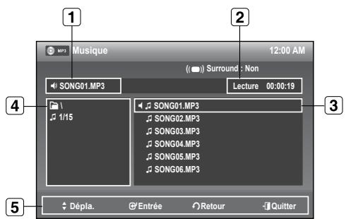 SAMSUNG DVD-R174 - Éléments du menu MP3 - 1