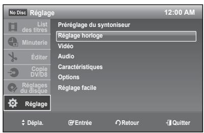 SAMSUNG DVD-R174 - RÉGLAGE HORLOGE - 1