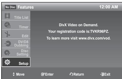 SAMSUNG DVD-R174 - DivX Registration Code - 1