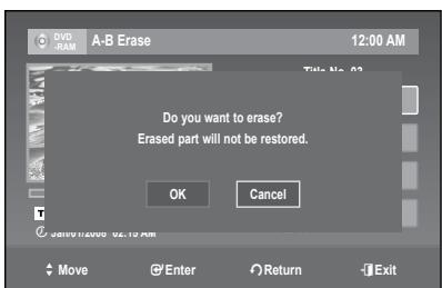 SAMSUNG DVD-R174 - Erasing a section of a Title (A-B Erase) - 6