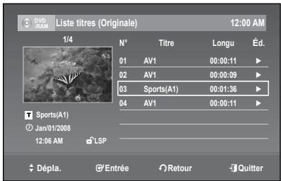 SAMSUNG DVD-R174 - Pour modifier le nom d'un titre (Nom de titre) - 8