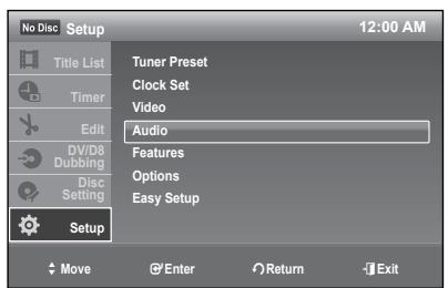 SAMSUNG DVD-R174 - SETTING UP THE AUDIO OPTIONS - 1