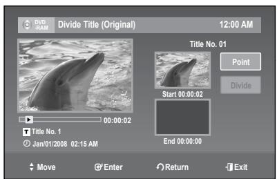 SAMSUNG DVD-R174 - Dividing a title into two (Divide Title) - 4