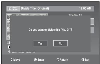 SAMSUNG DVD-R174 - Dividing a title into two (Divide Title) - 5