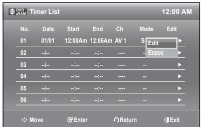 SAMSUNG DVD-R174 - EDITING THE TIMER LIST - 3