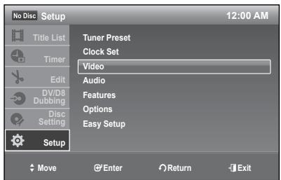 SAMSUNG DVD-R174 - SETTING UP THE VIDEO OPTIONS - 1