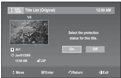SAMSUNG DVD-R174 - Locking (Protecting) a Title - 6
