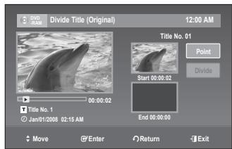 SAMSUNG DVD-VR375 - Dividing a title into two (Divide Title) - 4
