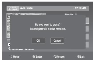 SAMSUNG DVD-VR375 - Erasing a section of a Title (A-B Erase) - 6