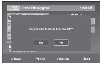 SAMSUNG DVD-VR375 - Dividing a title into two (Divide Title) - 5
