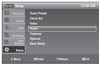 SAMSUNG DVD-VR375 - SETTING UP THE AUDIO OPTIONS - 1