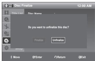 SAMSUNG DVD-VR375 - Unfinalizing a disc (V/VR mode) - 2