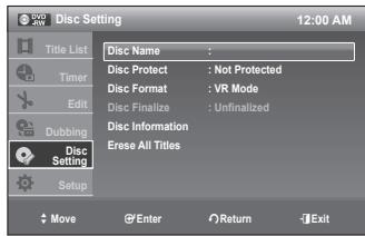 SAMSUNG DVD-VR375 - Editing the Disc Name - 3
