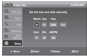 SAMSUNG DVD-VR375 - Manual Clock Set - 1