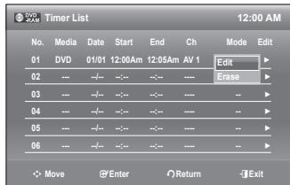 SAMSUNG DVD-VR375 - EDITING THE TIMER LIST - 8