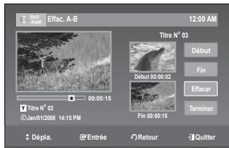 SAMSUNG DVD-VR375 - Pour effacer une partie d'un titre (Effac. A-B) - 5