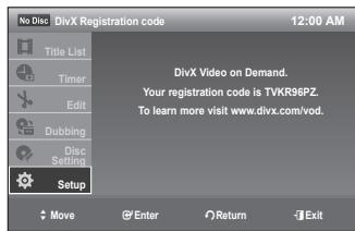 SAMSUNG DVD-VR375 - DivX Registration Code - 1