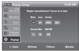 SAMSUNG DVD-VR375 - Réglage de l'horloge manuellement - 1