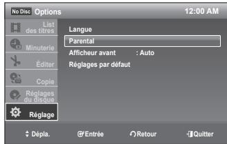 SAMSUNG DVD-VR375 - CONFIGURATION DE LA FONCTION PARENTAL - 1