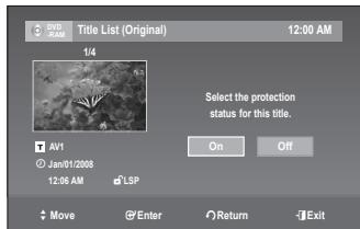 SAMSUNG DVD-VR375 - Locking (Protecting) a Title - 8